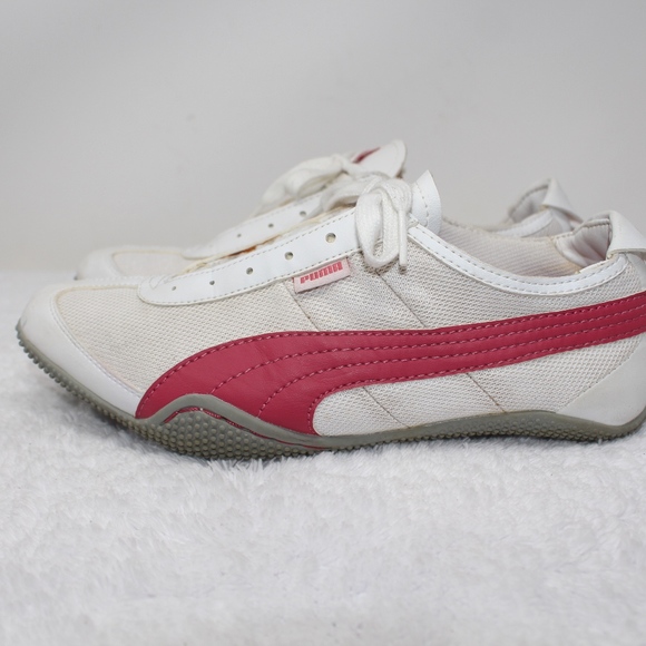 puma white and pink sneakers